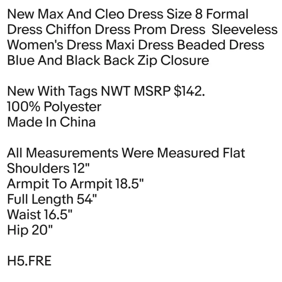 New  Dress Size 8 Formal Dress Chiffon Dress Prom Dress Sleeveless Max & Cleo Dress - Image 2
