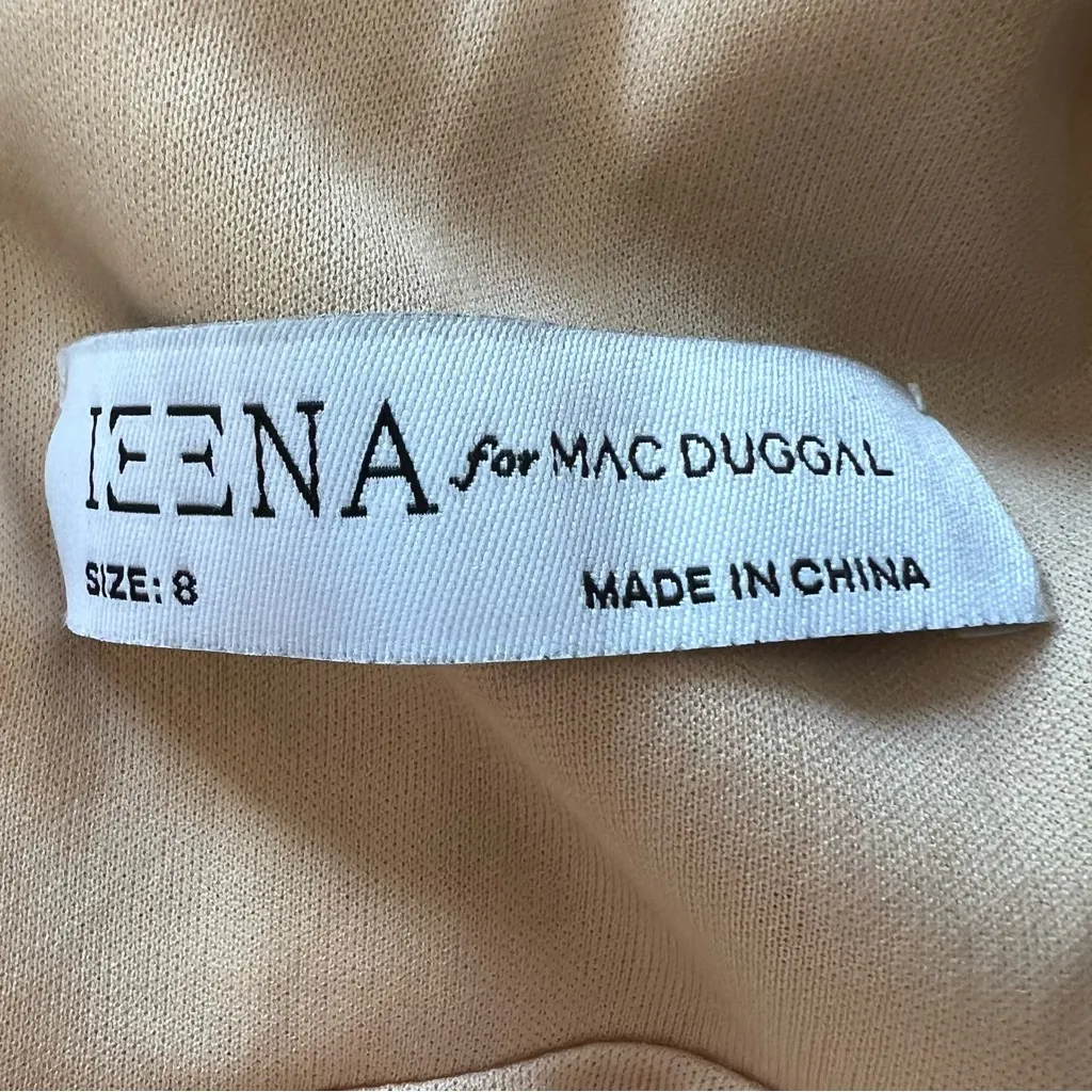 IEENA FOR MAC DUGGAL
Beige Sequin Asymmetrical Ruffle Tiered Gown - Image 6