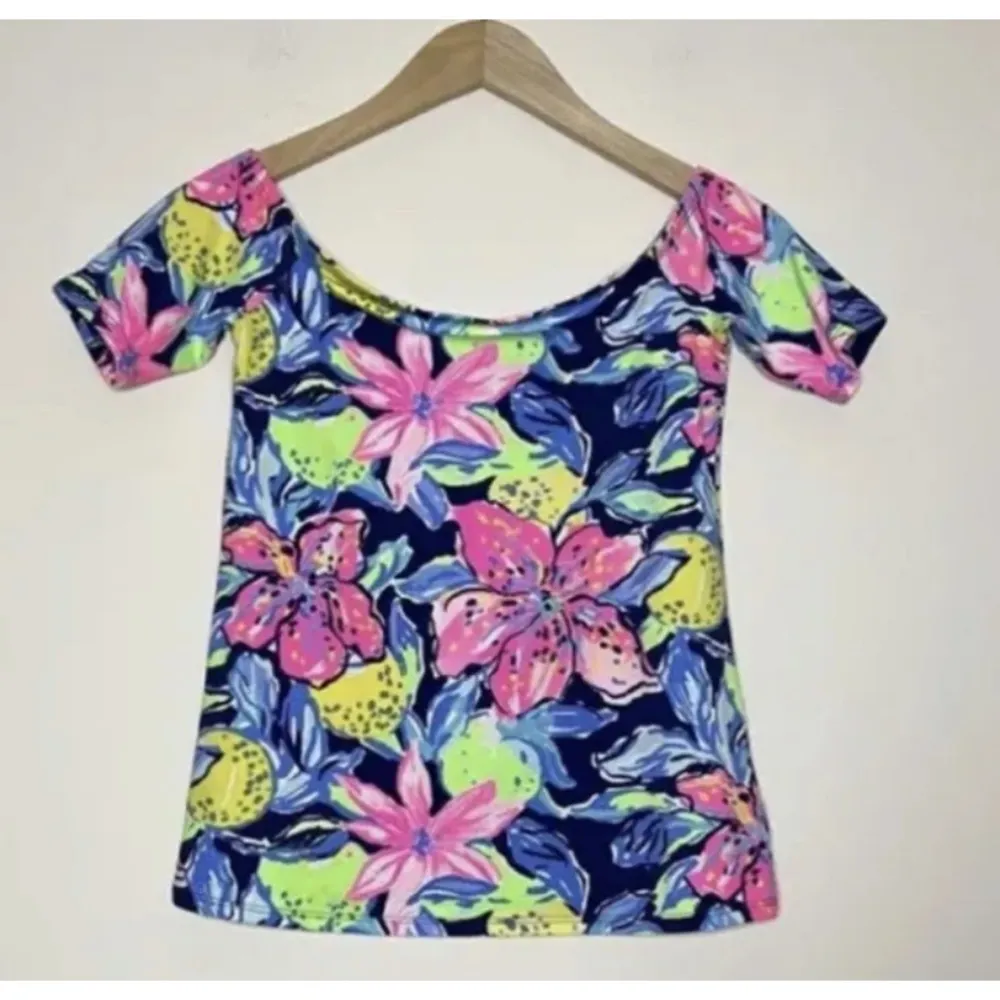 Lilly Pulitzer Keria Top Nauti Navy Capri Soleil XXS WORN ONCE VIBRANT COLORS - Image 3