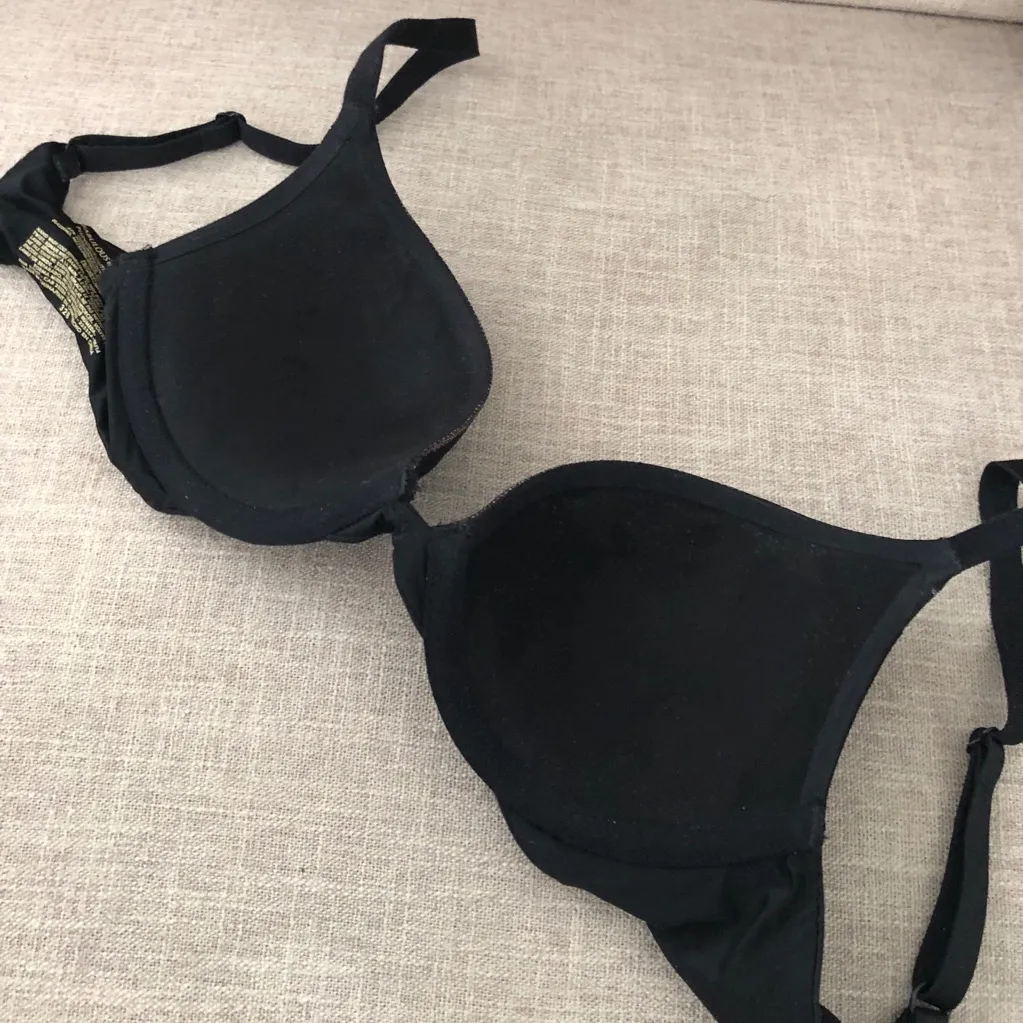 Victoria’s Secret Fabulous Plunge Sexy Mesh Sequin Push-Up Bra 32B Black - Image 4