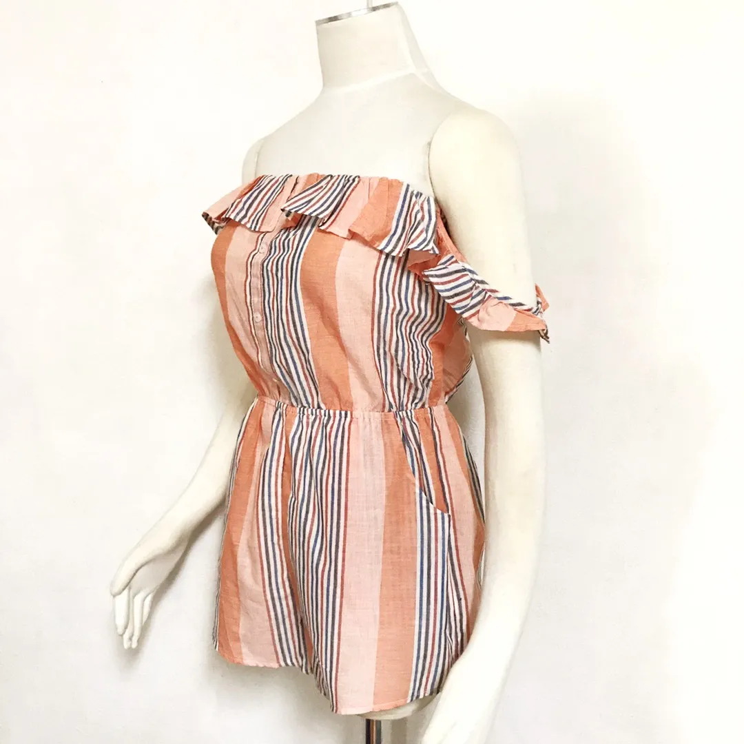 Ruffle Off Shoulder Boho Romper - Image 4