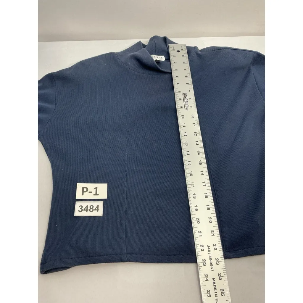 Womans Express Tricot Large Blue Turtle Neck Long Sleeve Pullover Top - Image 6