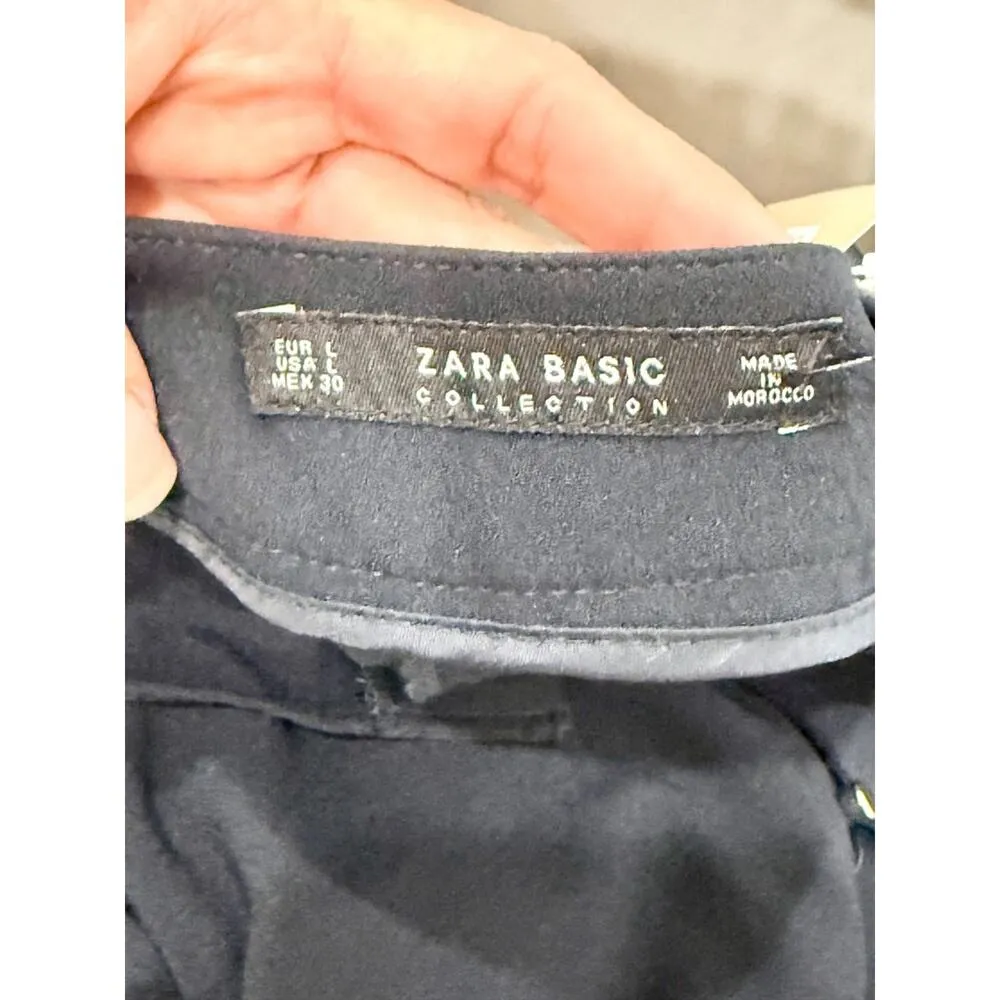 Zara Sleeveless Layered Crepe One Piece Jumpsuit Navy Blue Women's Size Large - Image 6