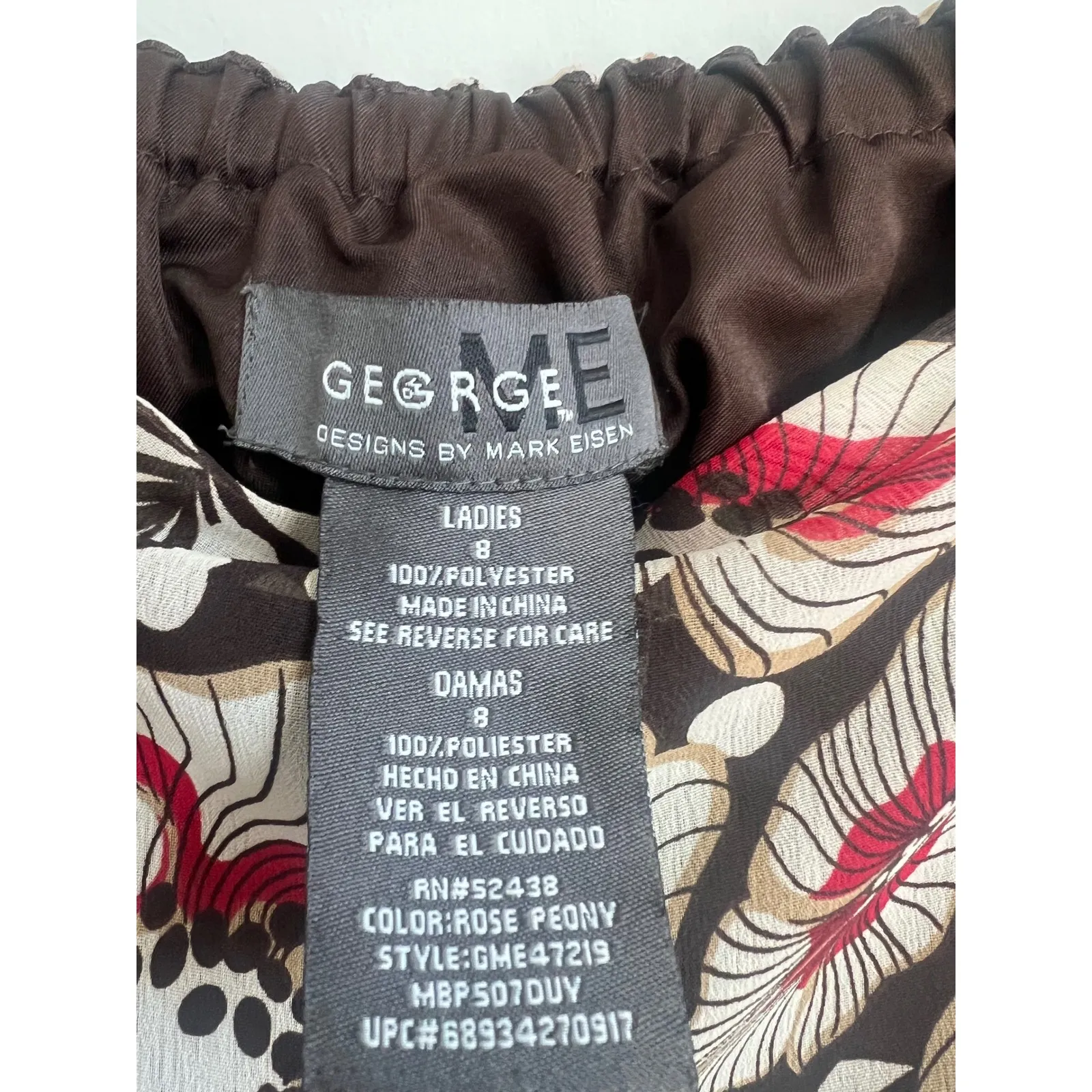 George‎ Midi Skirt woman's size 8Black Red Beige Flower Print Me floral mid Black - Image 2