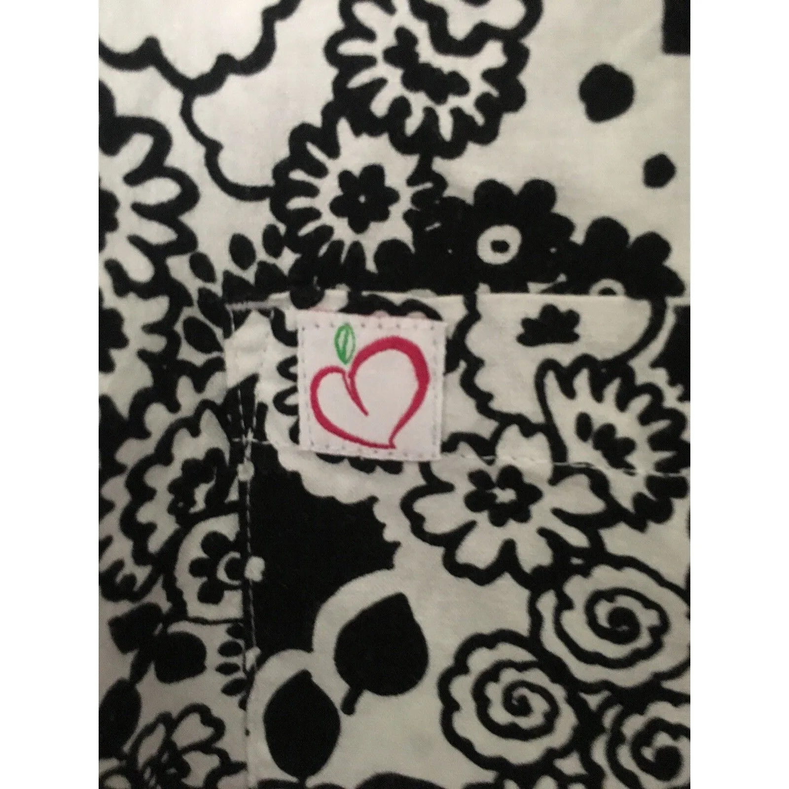 Peaches Women's Floral Scrub Uniform Top Nurse Medical V - Image 2