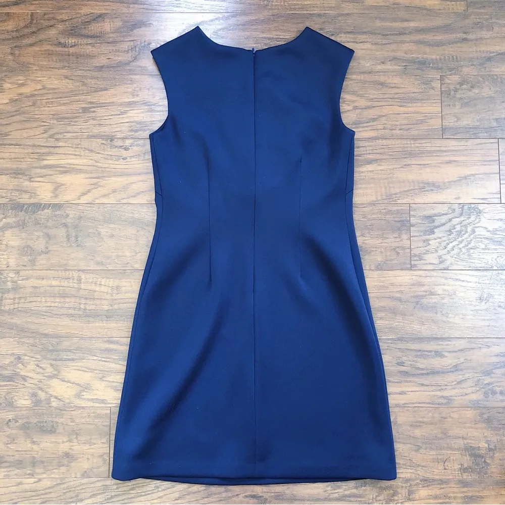 Eliza J • navy blue shift dress scuba knit floral embellished appliqué sheath - Image 8