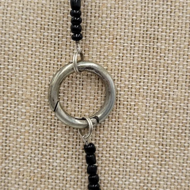 Womens Turquoise Necklace 18" Black Silver Beaded Collar Statement Jewlery Blue - Image 3