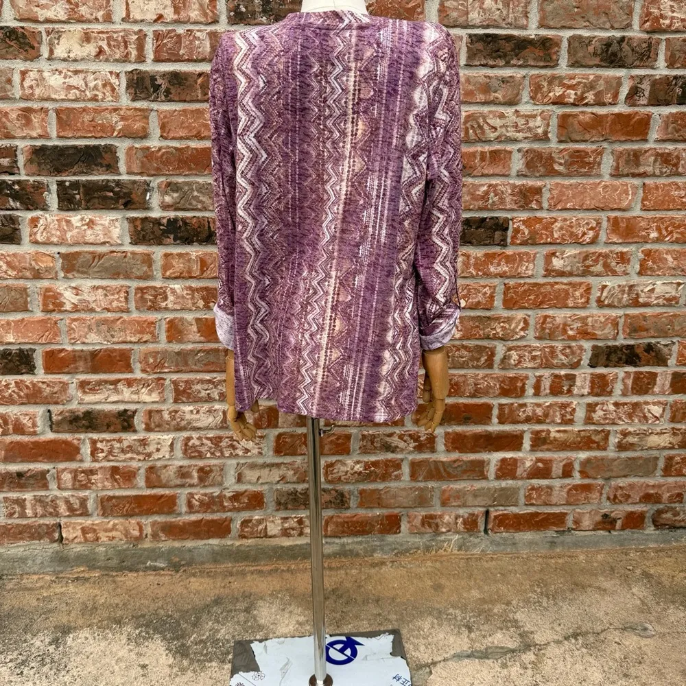 Erika Purple Tunic with 3/4 Sleeves and a Mandarin Collar - Image 8