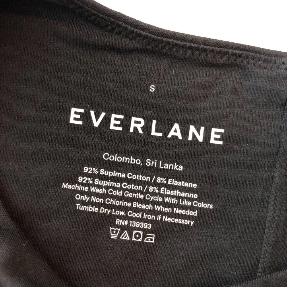 Everlane Womens The Short-Sleeve Crew Neck Bodysuit Bikini Black S - Image 6