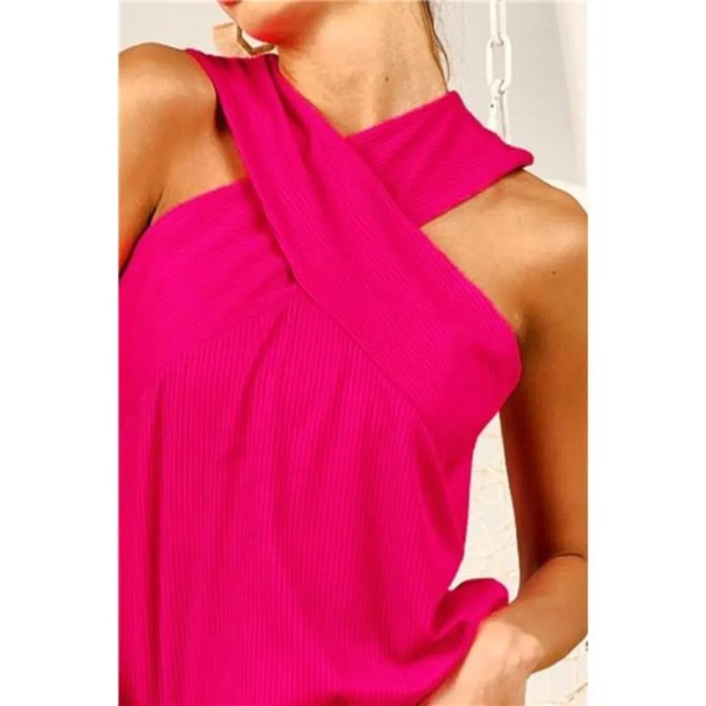 BiBi Rib Knit Cross‎ Neck Banded Top Size XL - Image 2