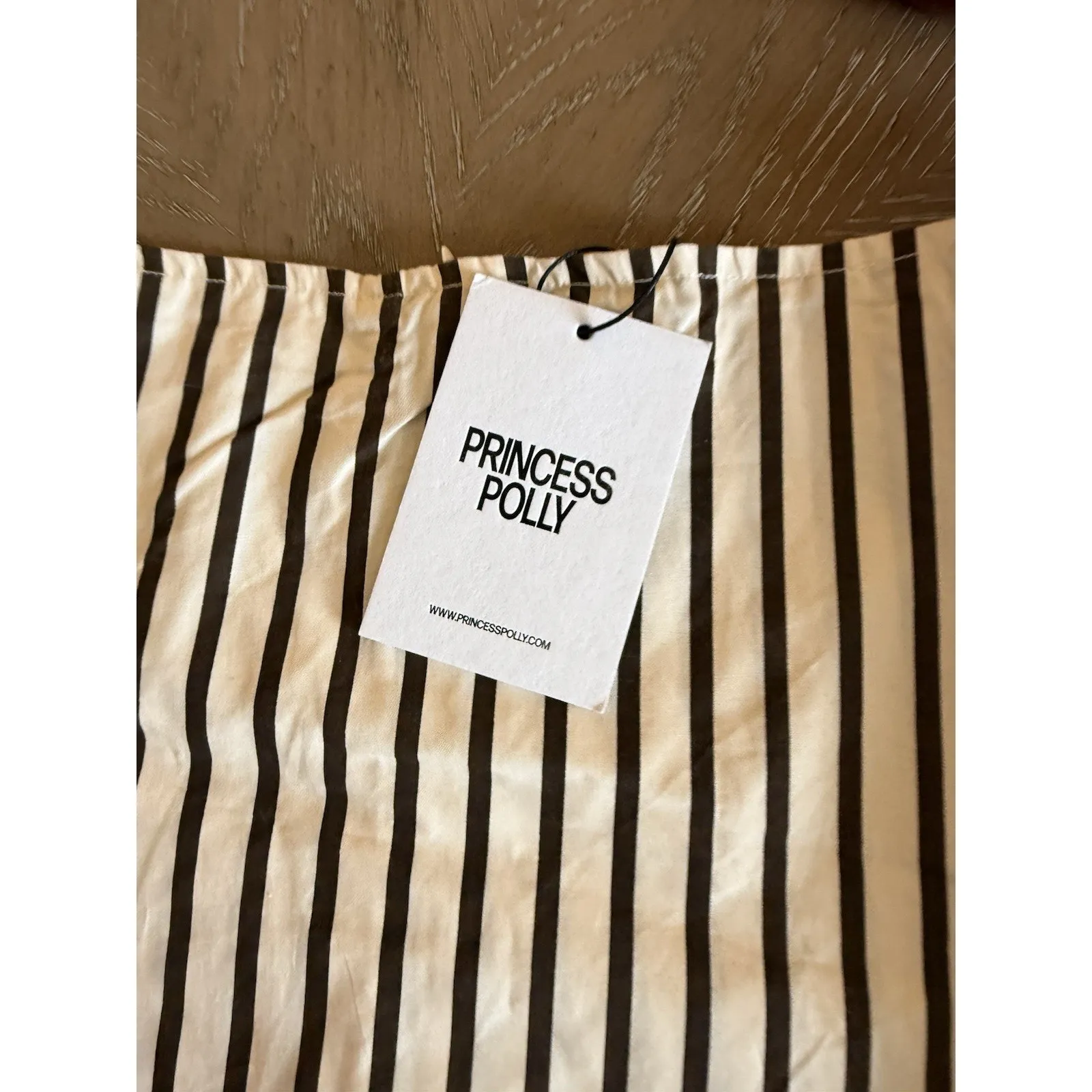 BNWT Princess Polly Gigi Skort in Beige with Brown Stripes, Sz US 14 Tall - Image 6