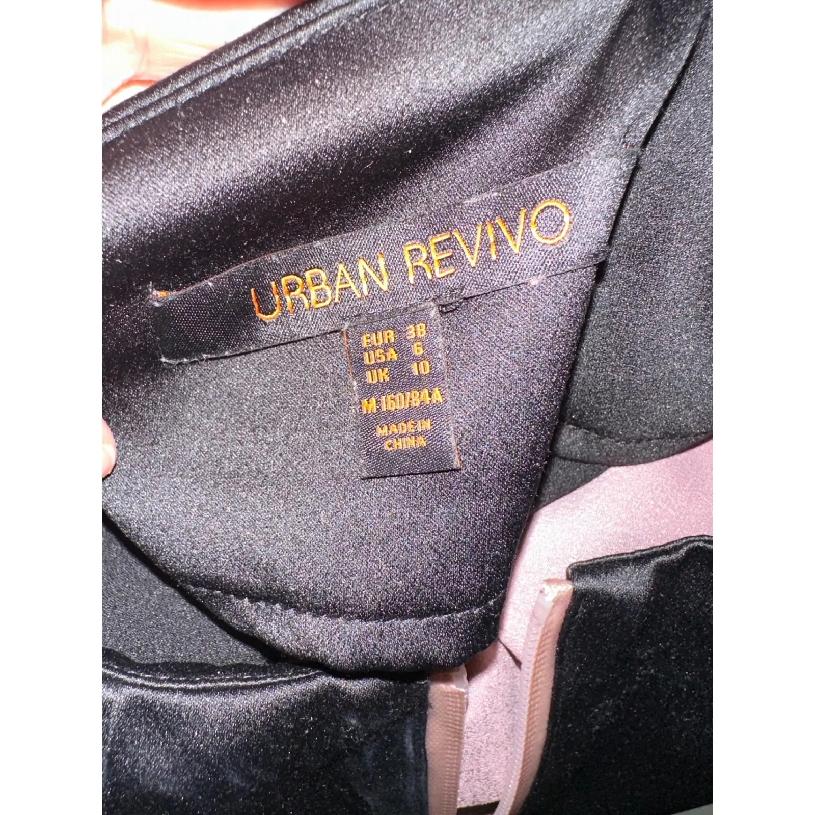 Urban Revivo Mini‎ Dress Pink Black Long Sleeve Smocked Waist Party Size 6 - Image 6