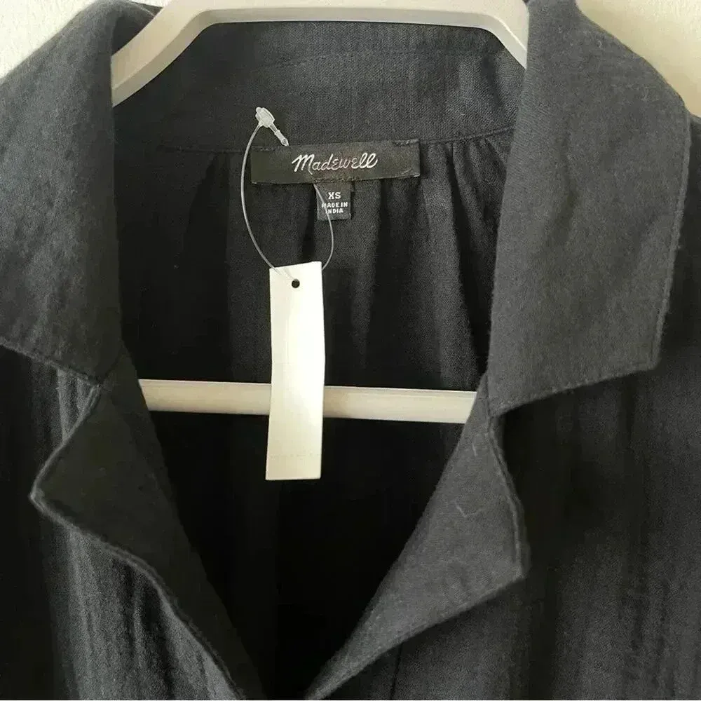 Madewell Lightspun Cover-Up Mini Shirtdress Black XS NWT - Image 6
