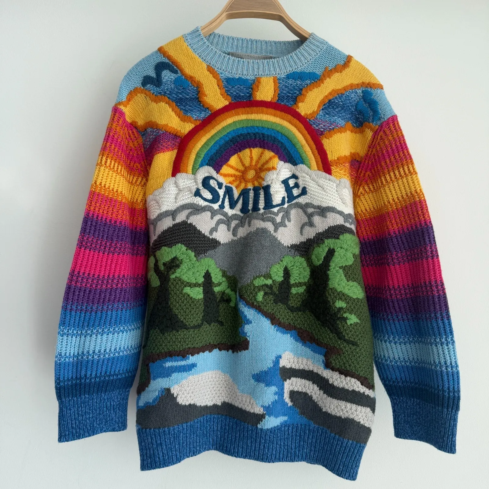 Stella McCartney Sweater Womens 38 Kind Smile Intarsia Jumper Wool Cotton Color - Image 4