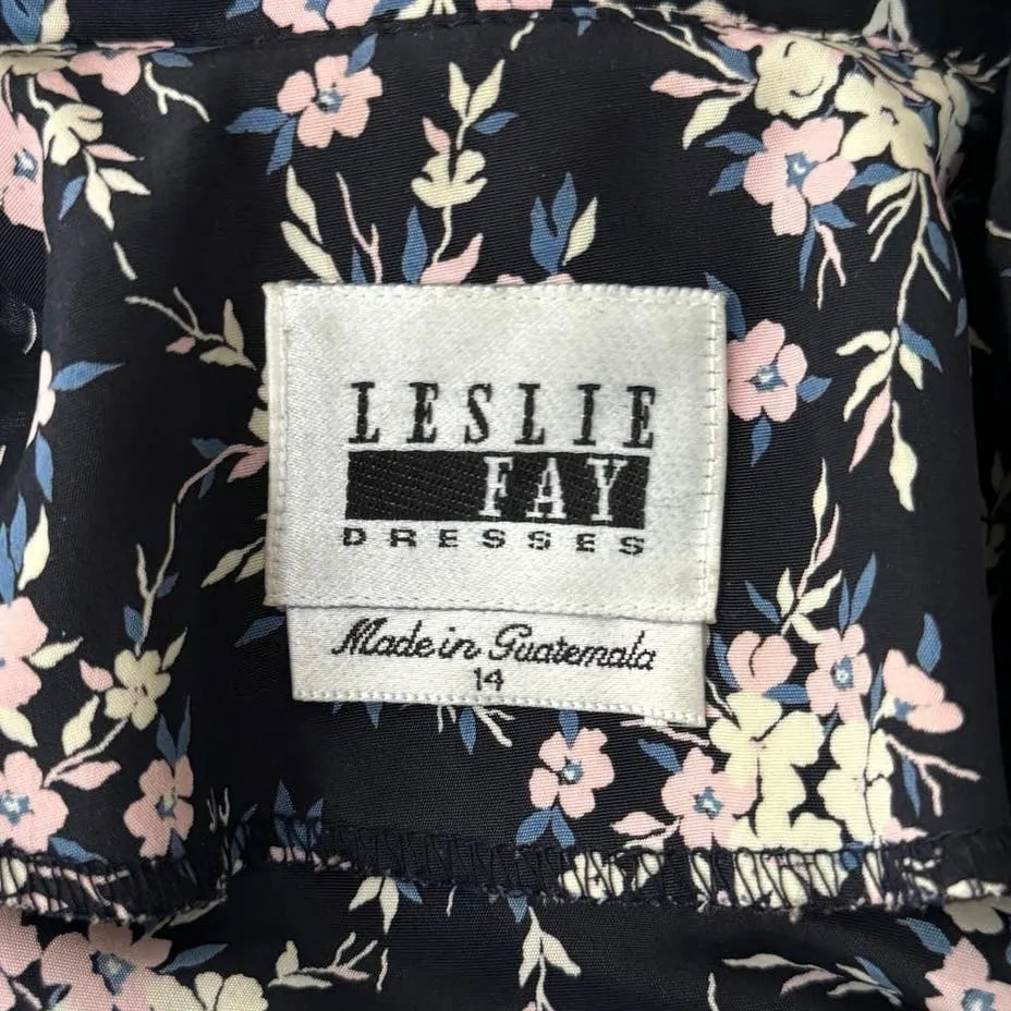 Leslie Fay Dress Women 14 Black Pink Sheath Office Career Wedding Guest Vintage - Image 8