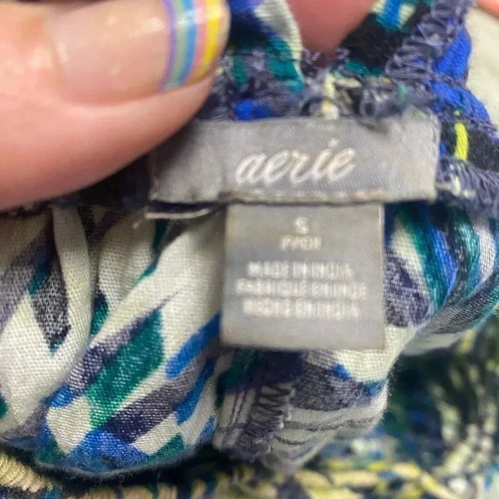 Aerie Beach Pants Palm Print Pull On Elastic Drawstring Size Small Wide Leg - Image 7