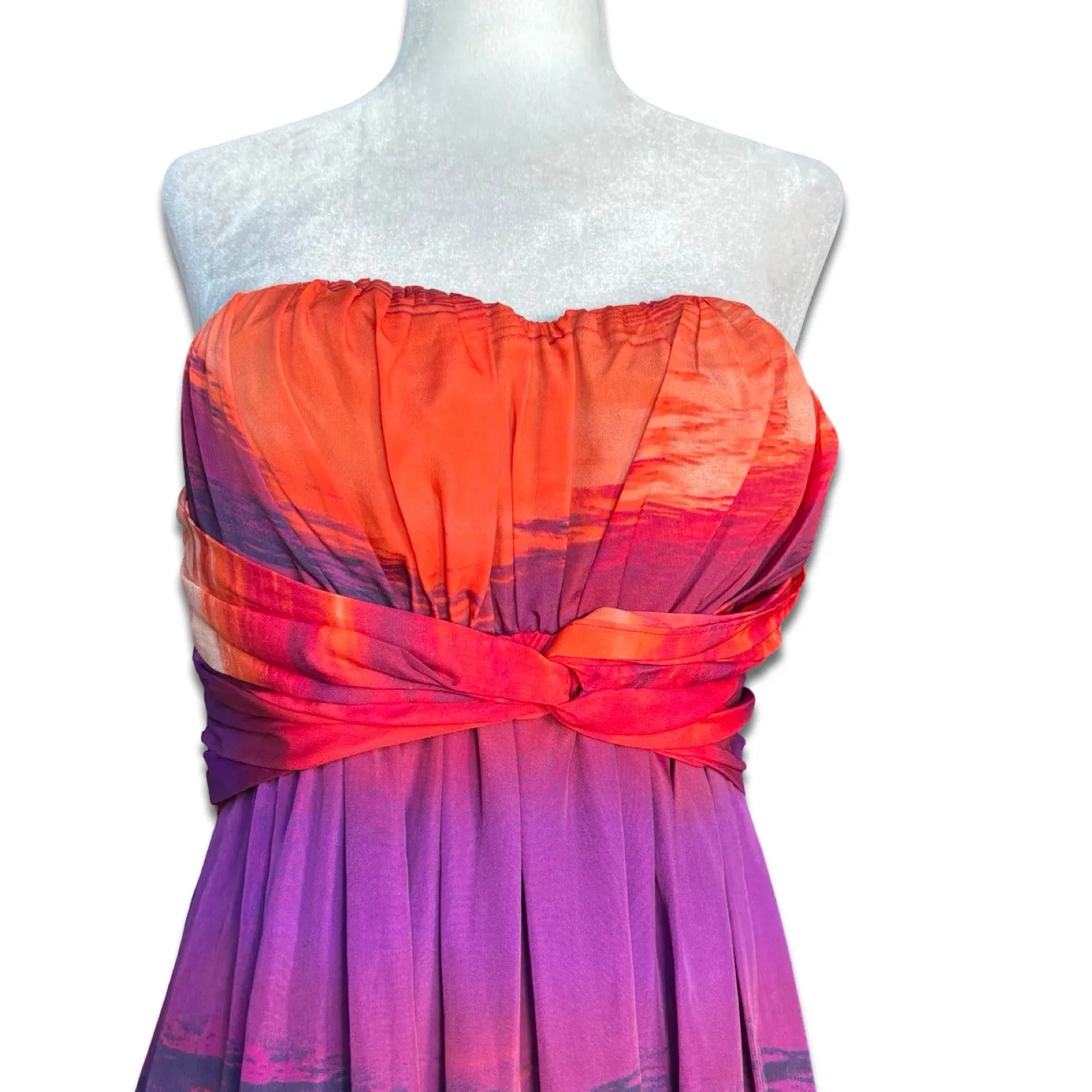 Jessica Simpson Strapless Sunset Ombre Maxi Dress Size 6 Lightweight Flowy Vacay - Image 11