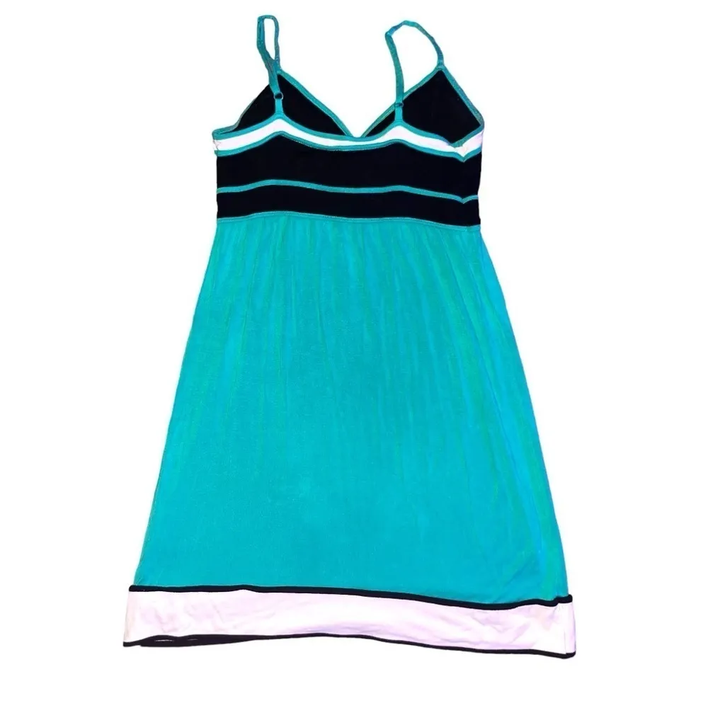 INC babydoll dress womens medium green striped Colorblock boho vintage cami mini - Image 5