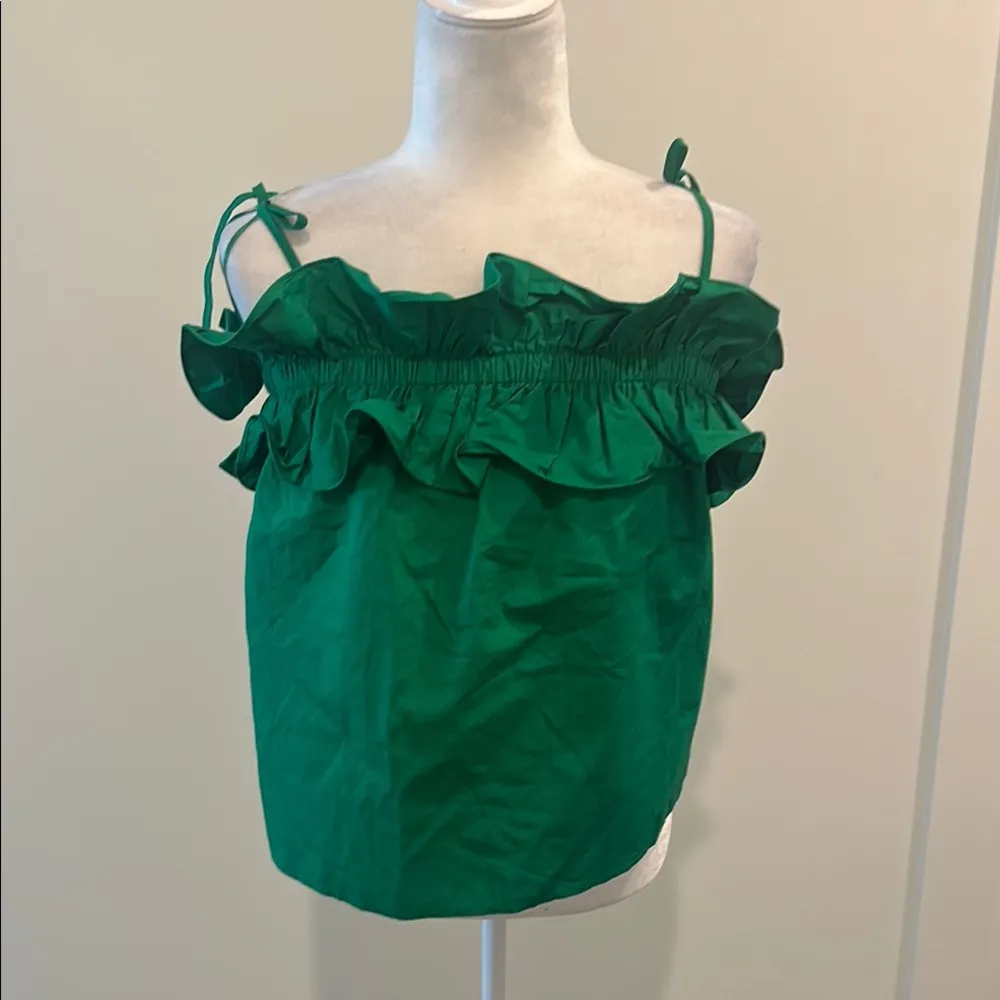 Sugarlips Green Ruffled Tie Strap Tank Sz M - Image 3