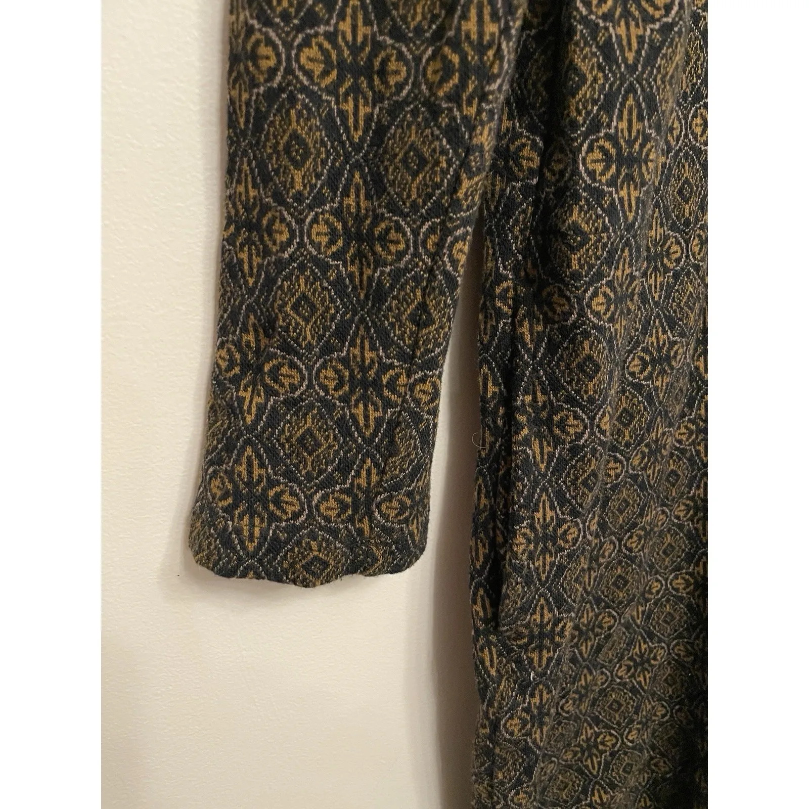 J. Jill Knit Sheath Dress Women Large Black Gold Long‎ Sleeve Knee Length Office - Image 4