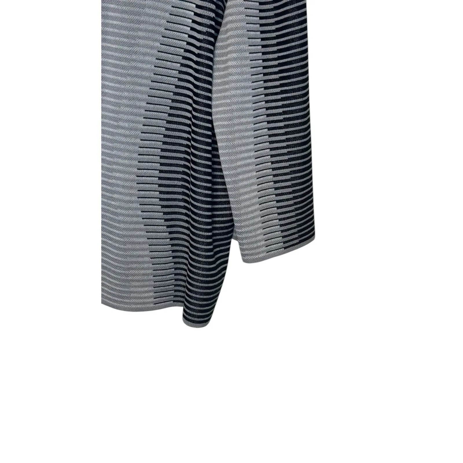 Ming Wang Womens Jacket Acrylic Clasp Full Zip Striped 3/4 Black Gray Sleeve XL - Image 8