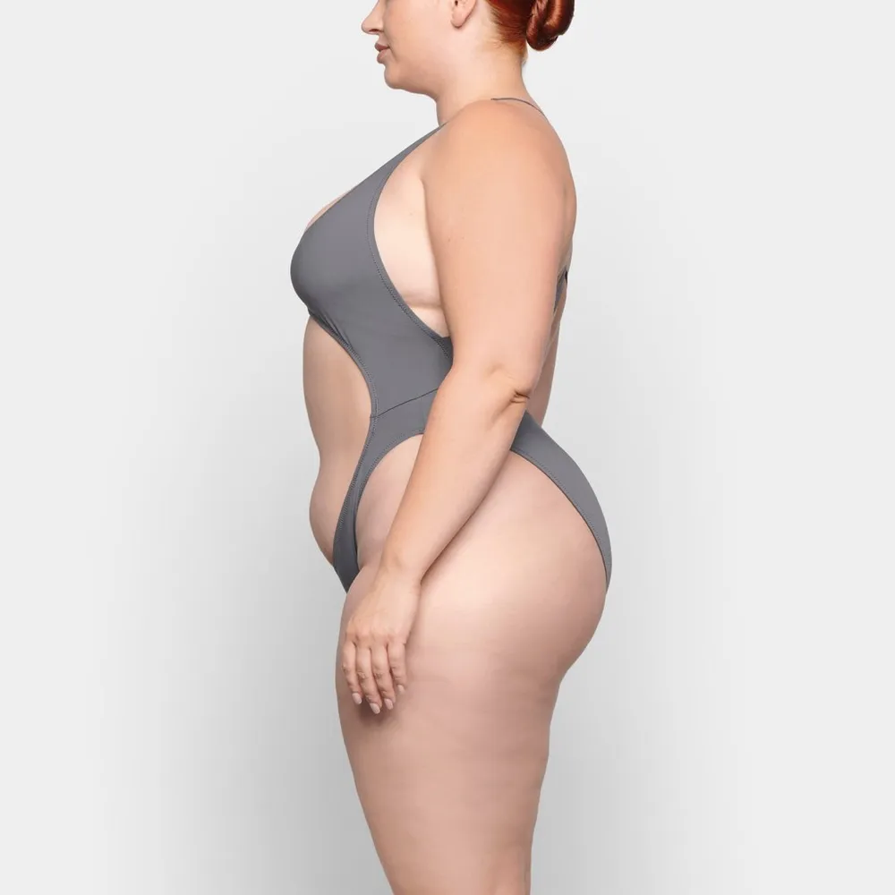 Skims Signature Swim Cut Out Monokini in Gunmetal - Image 3