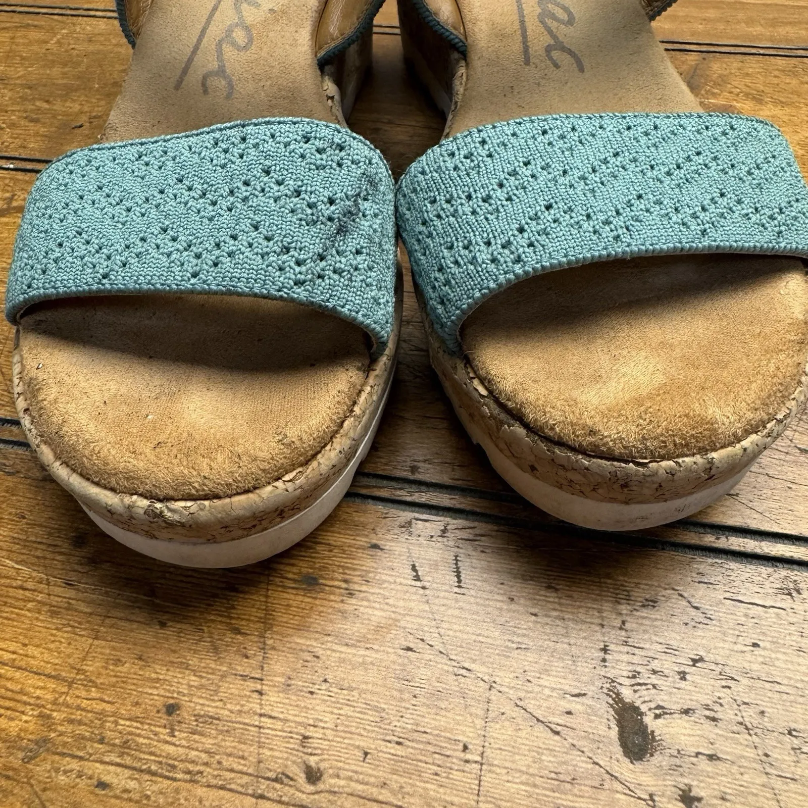 Zodiac Oceana Cork Wedge Sandals Green Size 5.5 Small Flaw‎ - Image 7