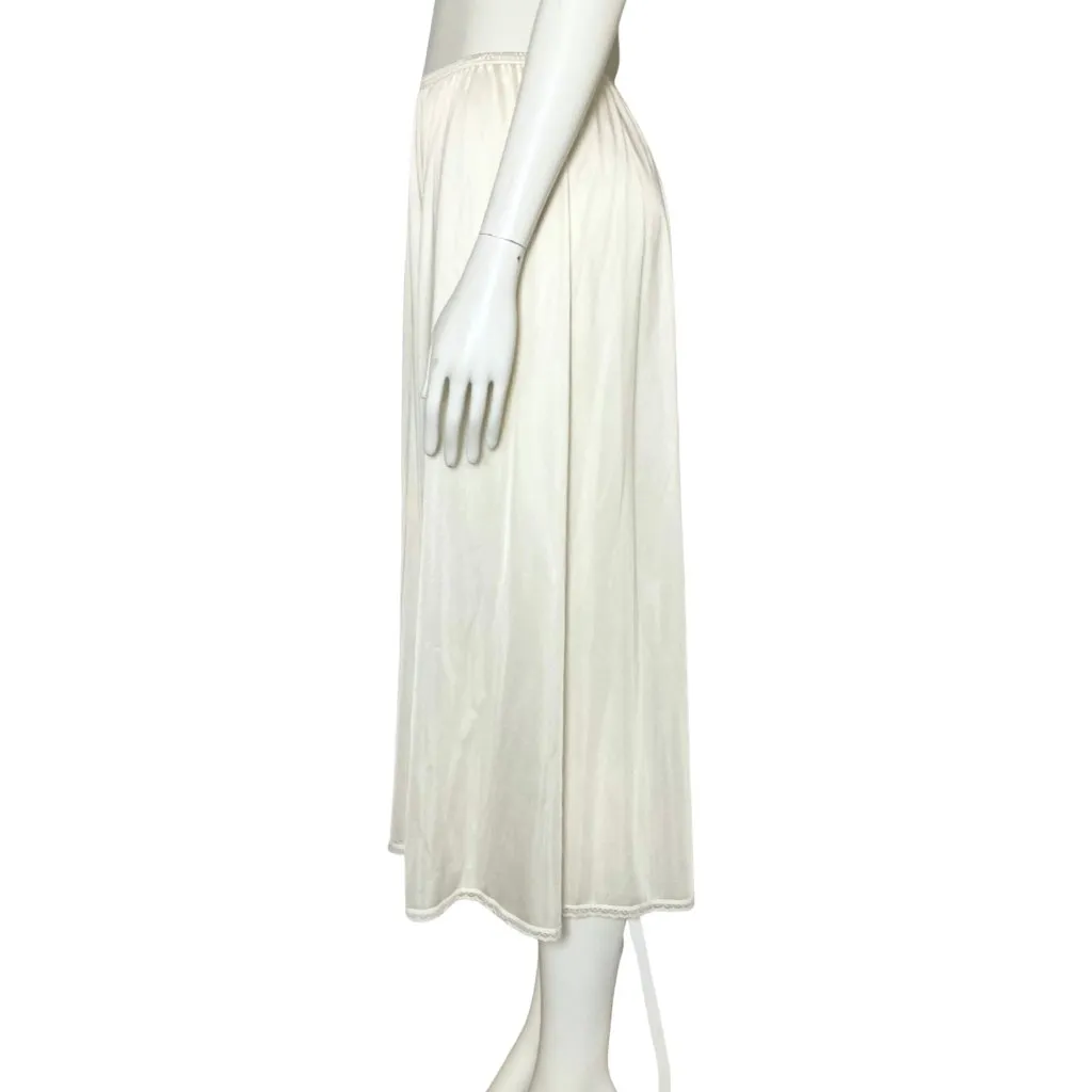 Vintage 70s Off White Cream Satin Midi Lingerie Slip Skirt. Medium M/L. Layering - Image 3