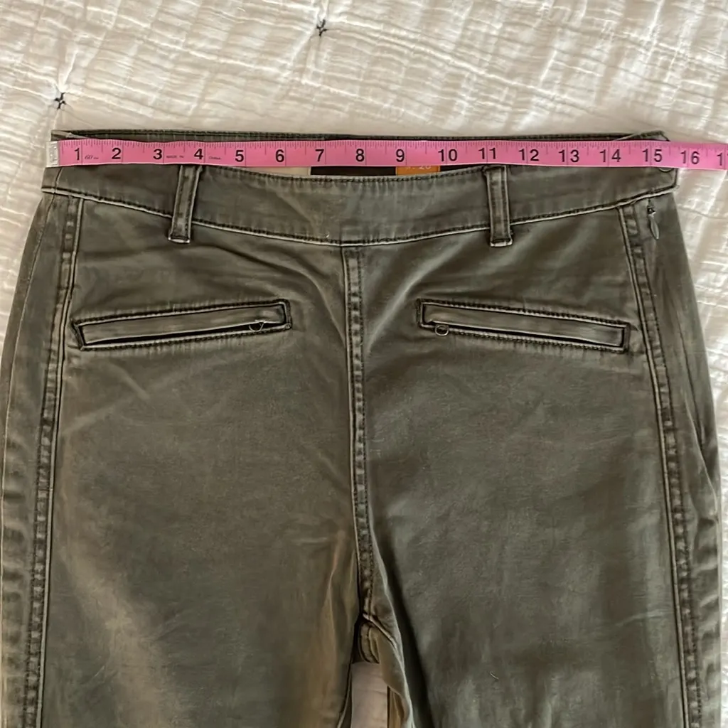 ANTHROPOLOGIE Pilcro Superscript Skinny Mid-Rise Moto Pant Olive Green Size 28 - Image 10