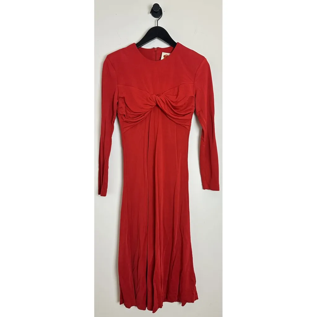 FARM Rio Twisted Jersey Midi Dress in Red Size Medium - Image 2