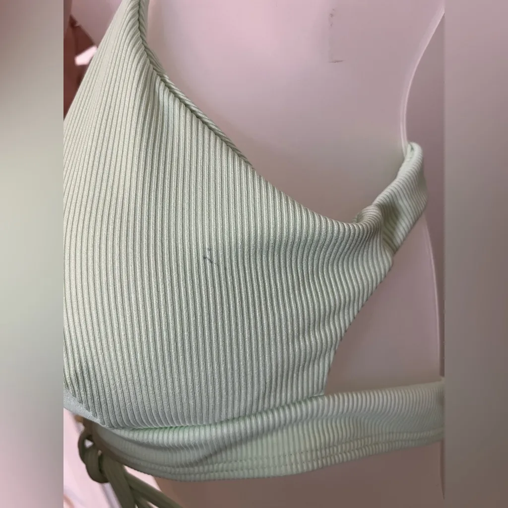 ZAFUL NWT Ribbed Cinched Lace Up Tankini Swimwear Set Summer Mint Green Sz 6 - Image 14