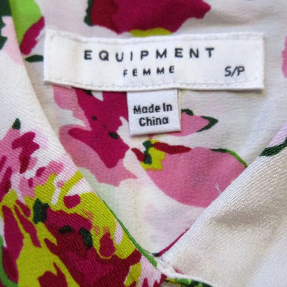 NWT Equipment Signature in Bright White Floral Silk Button Down Shirt S - Image 3