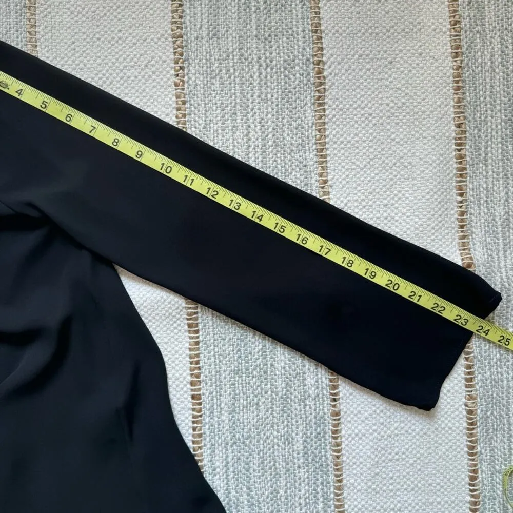 Karen Kane Black Rhinestone Trim V-Neck Long Sleeves Relaxed Fit Blouse Small - Image 8