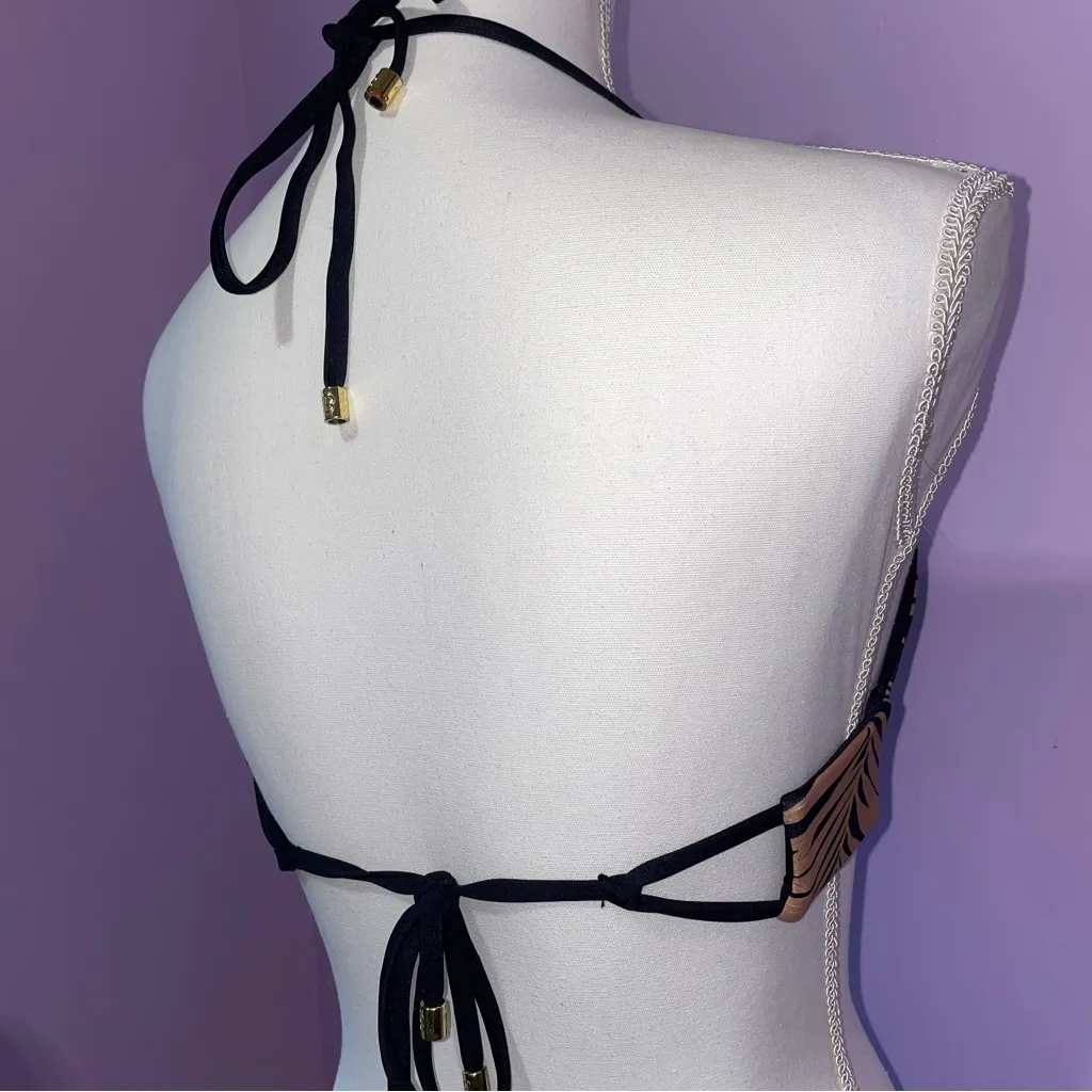 Beach Bunny Reversible Bikini Set Women L Swimwear Cut Out Halter Tropical Leaf - Image 5