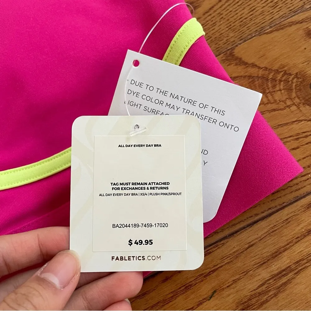 NWT Fabletics All Day Every Day Bra Plush Pink/Sprout - Image 7