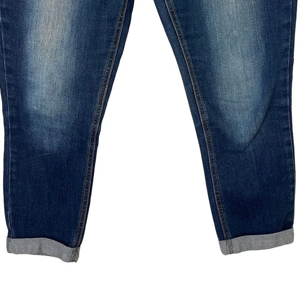 Makers Of True Originals Cropped Denim Stretch Jeans Mid Rise Size 29/8 Dark Rin Blue - Image 4