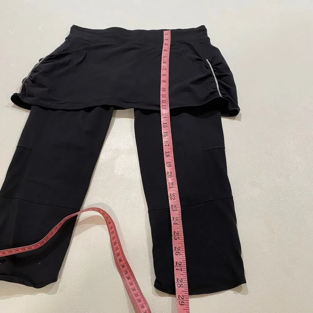 Athleta Black Skirted Leggings L Ruched Reflective Activewear Pants - Image 6