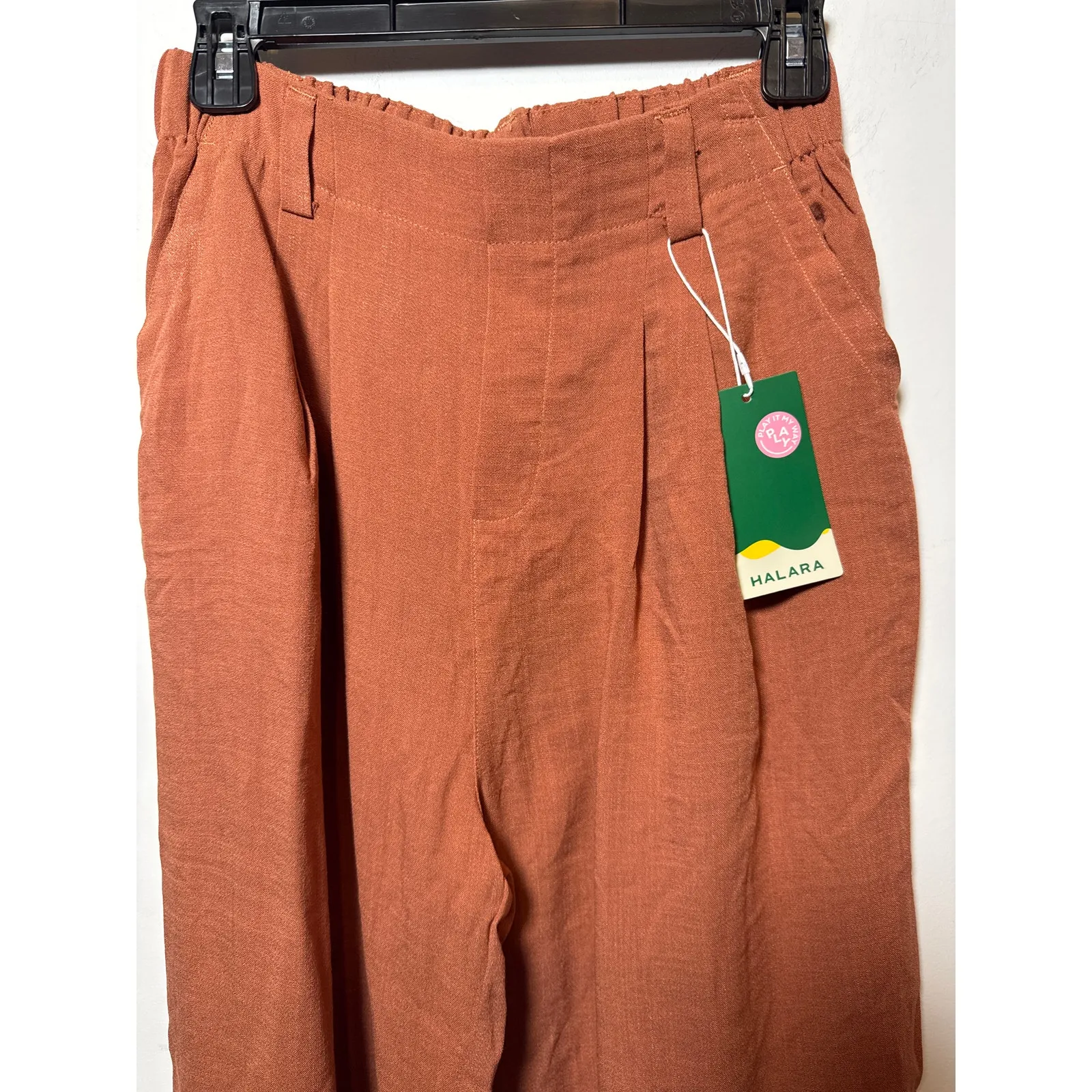 Halara High Waisted Pocket Wide Leg Flowy Solid Palazzo Casual LinenFeel Pants S - Image 7