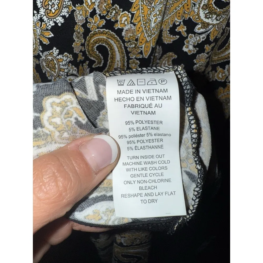 Michael Kors NEW Women's Dress Medium M Black Marigold Long Sleeve Paisley Shift - Image 8