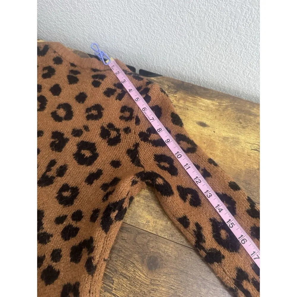 Old Navy Womens Sweater Sz Small Long Sleeve Animal Cheetah Safari Neutral Boho - Image 14