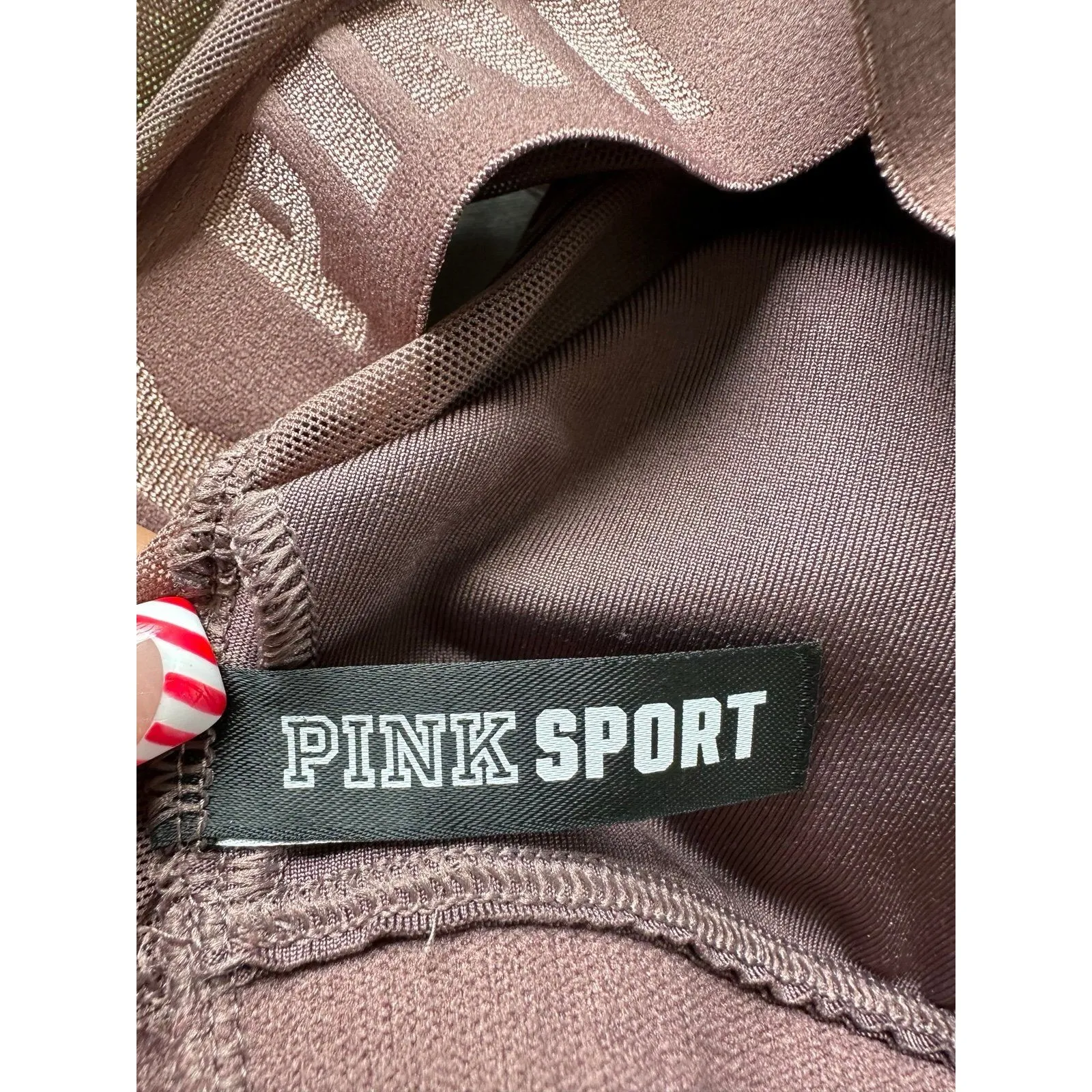 Victoria's Secret PINK Ultimate Lightly Lined Padded Sheer Mocha Sports Bra XS - Image 3