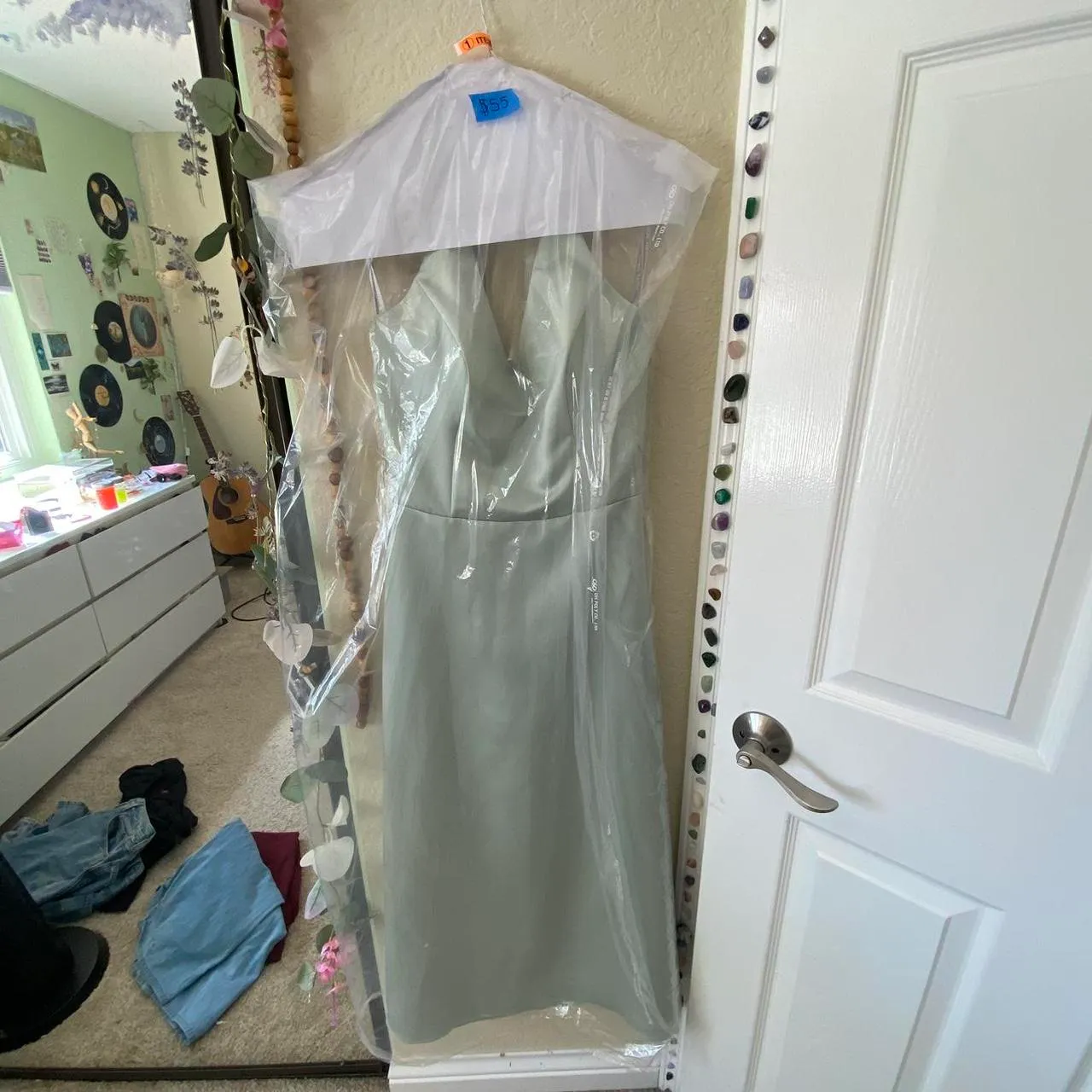 Alfred Angelo Sage Green Halter V Neck Tea Midi Dress - Image 7