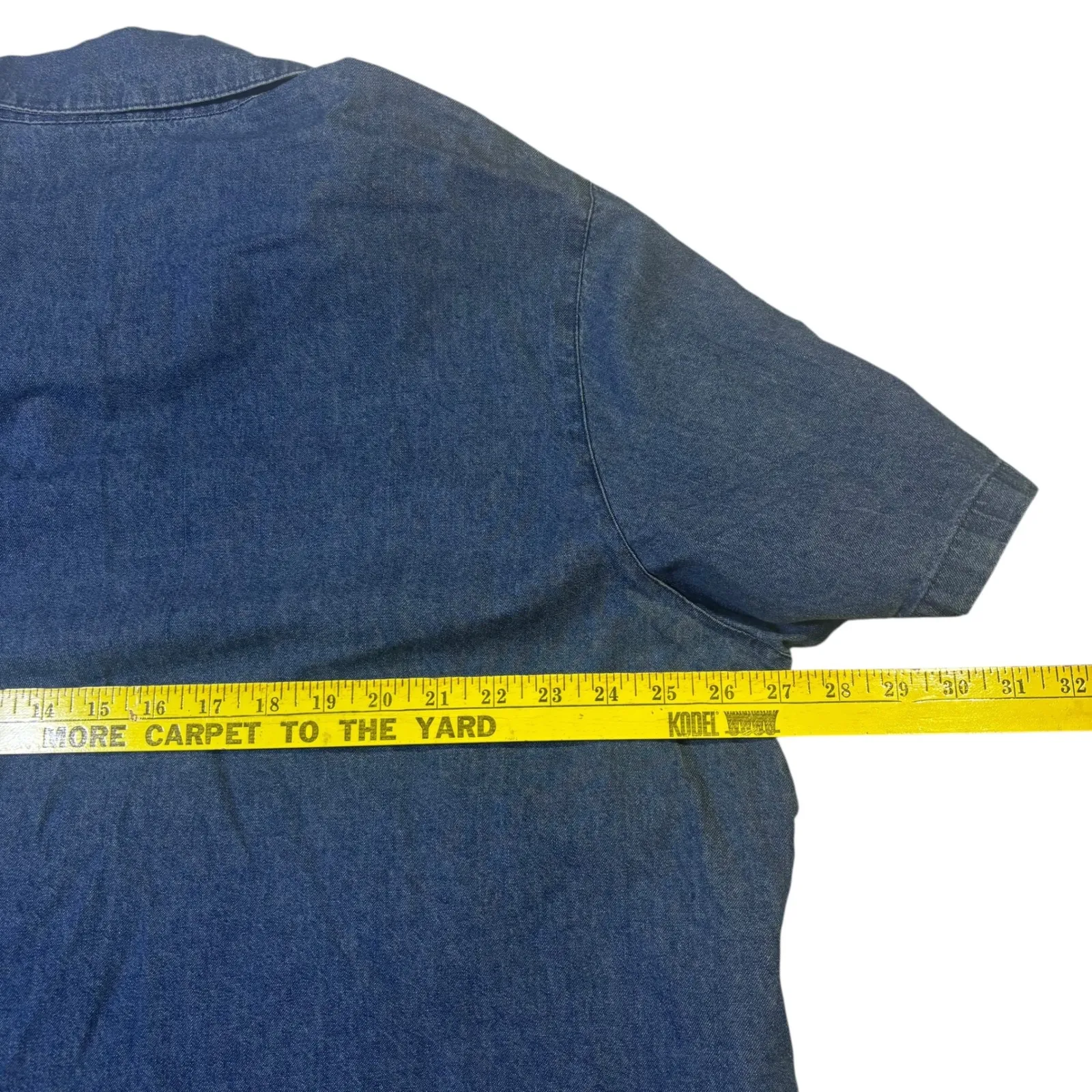 Jane Ashley Woman Denim Shirt Blue Beach Scene Embroidery Short Sle Button Up 2X - Image 12