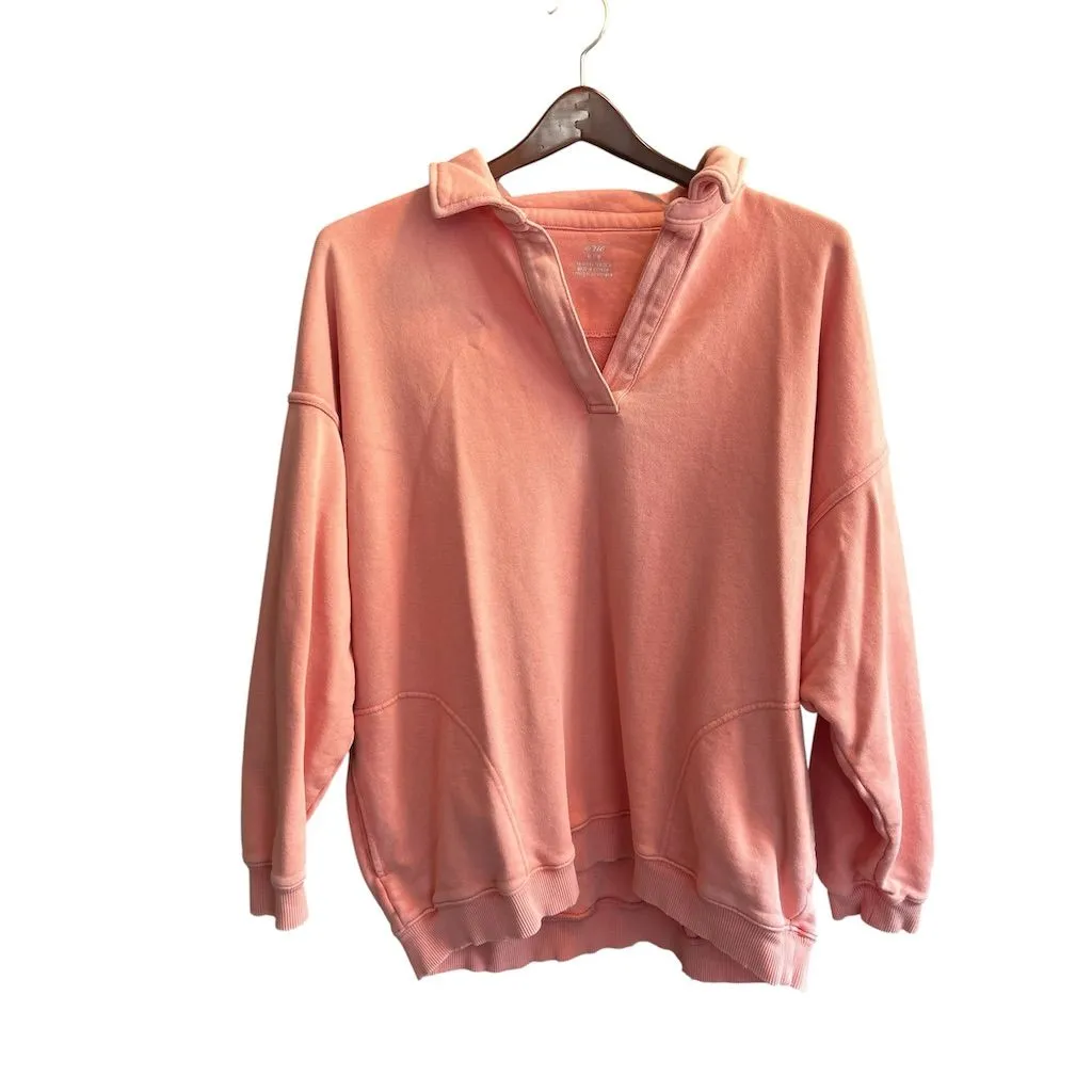 Aerie  Women's‎ Oversized V-Neck Collared Sweatshirt Orange Size M - Image 4