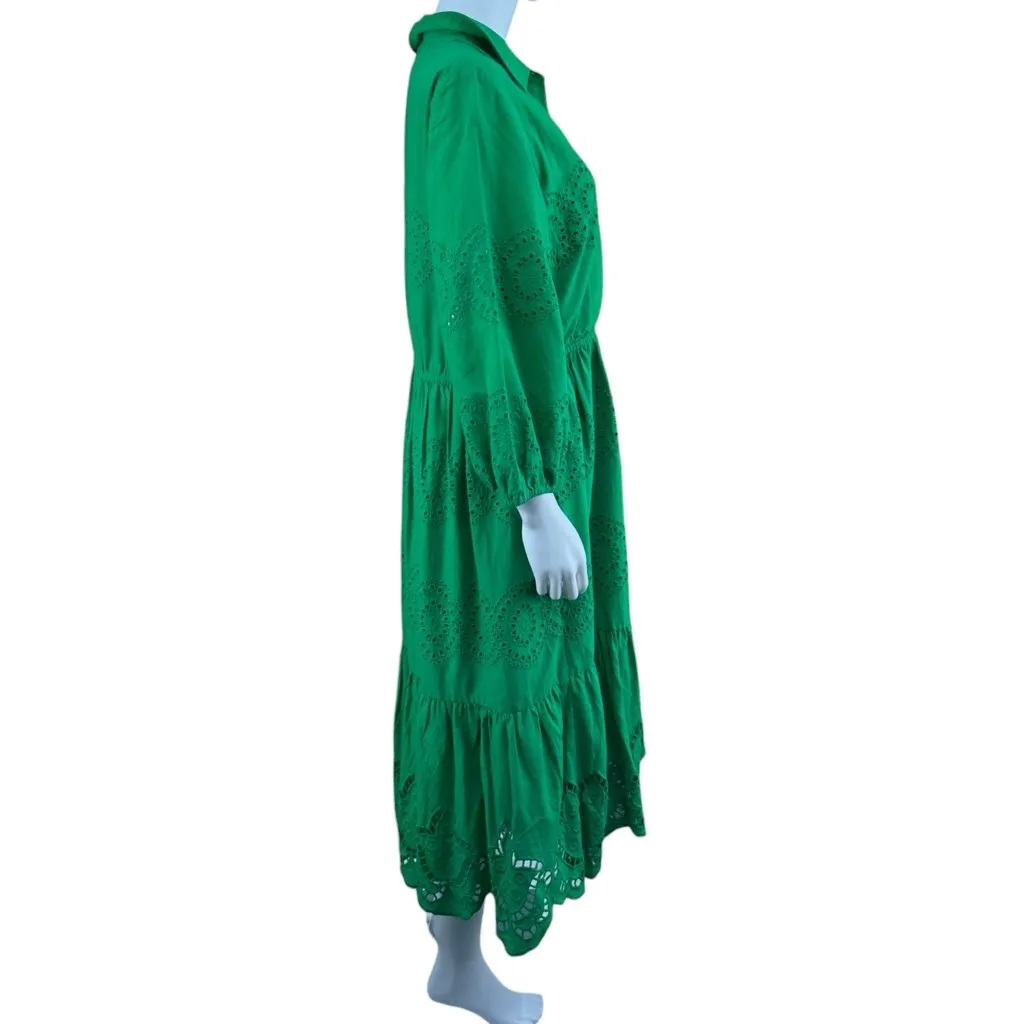 Talbots Green 100% Cotton Maxi Dress Size 12 - Image 2