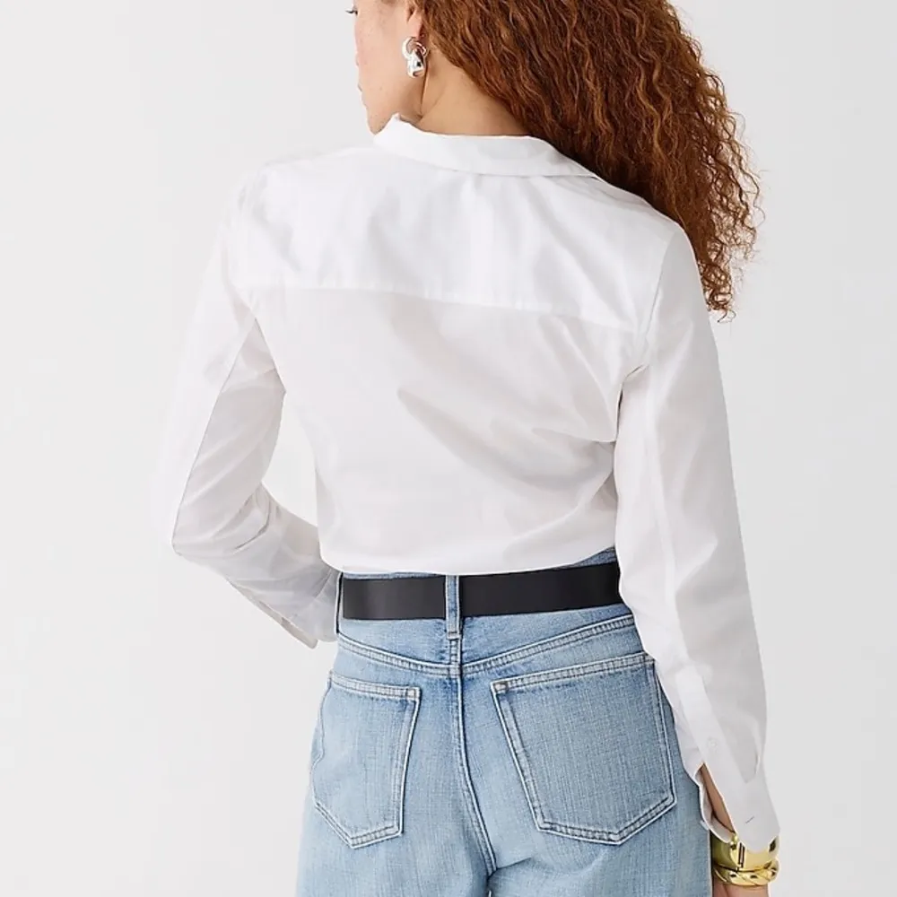 J Crew Wren Slim Fit Button Up Shirt Regenerative Cotton Poplin White Sz 14 NWT - Image 3