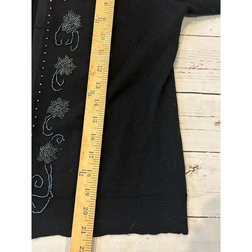 Alexandra Bartlett Petite Size Med Black Sweater Beaded Detail Holiday Vintage - Image 7