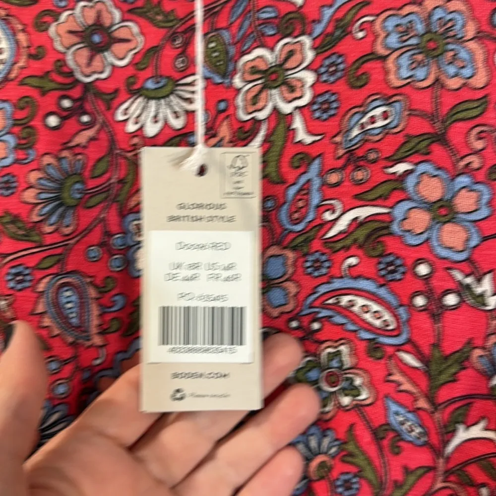 NEW Boden V Neck Flippy Floral Linen Dress Radish Oriental Paradise 14R Red Size 14 - Image 14