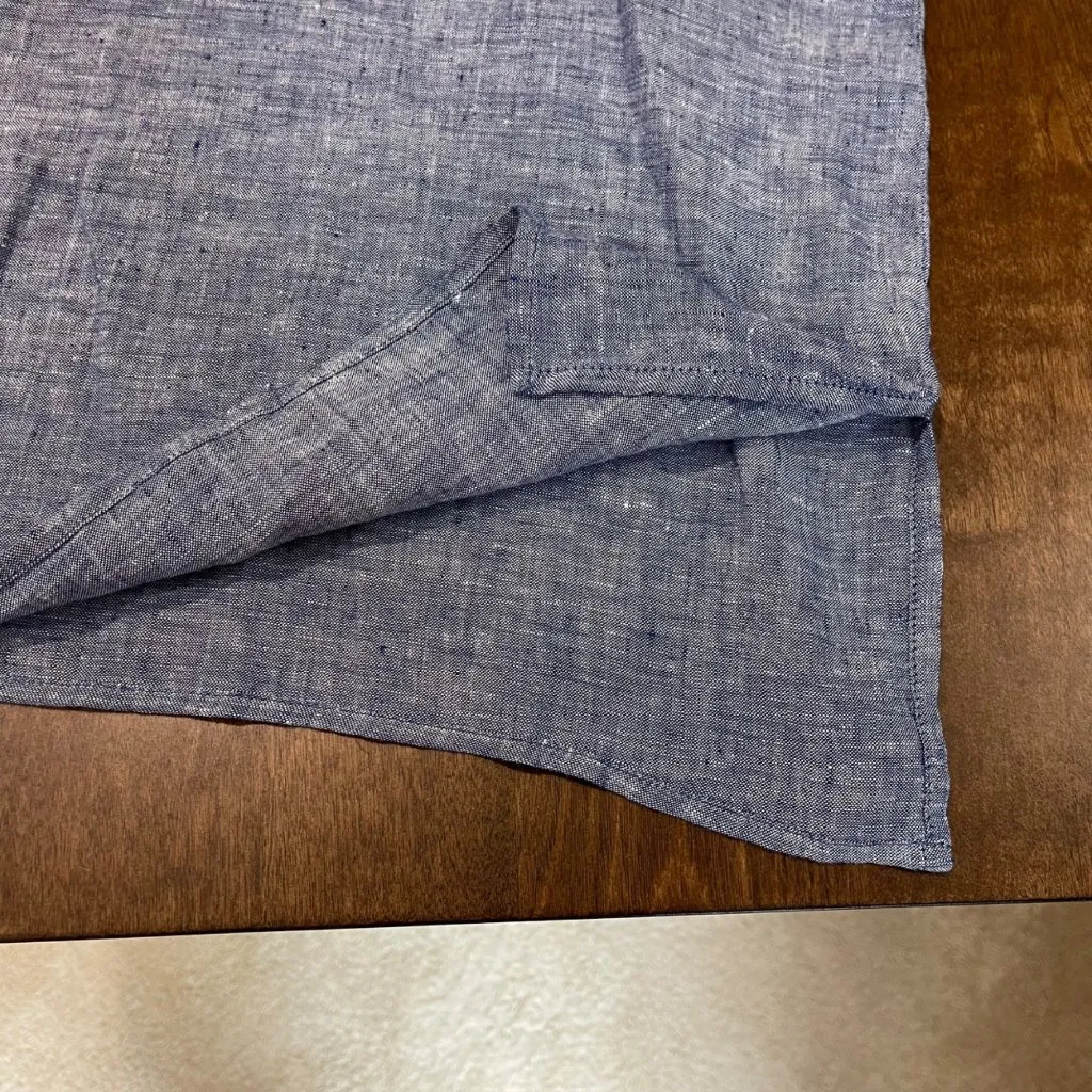 Andrea Jovine Linen Tunic Top Women's Size Large Relaxed Chambray Blouse Beachy - Image 6