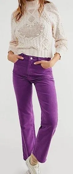 Rolla’s X Free People Original Straight High Rise Cord Corduroy Jeans Grape Purple Size 25 - Image 1